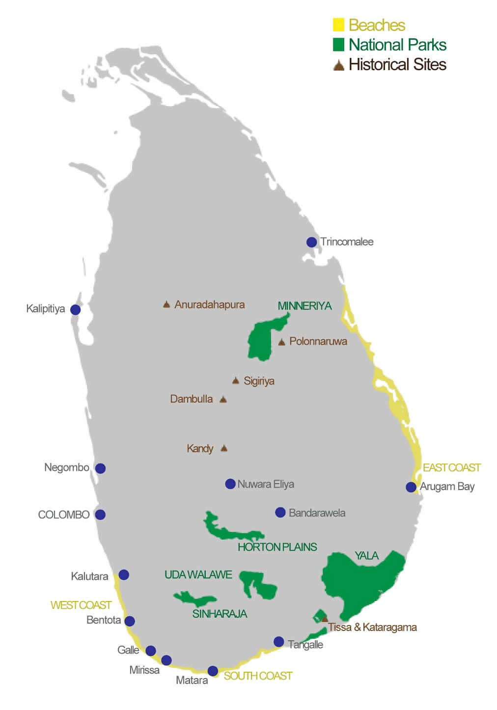 Sri Lanka Tourist Attractions Map
